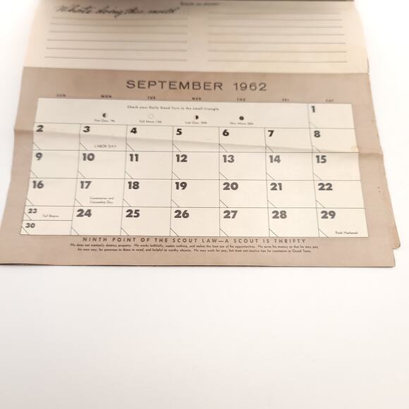 1962 Bernel Hollingsworth Boy Scout Complete Calendar Raton New Mexico - Picture 14 of 16